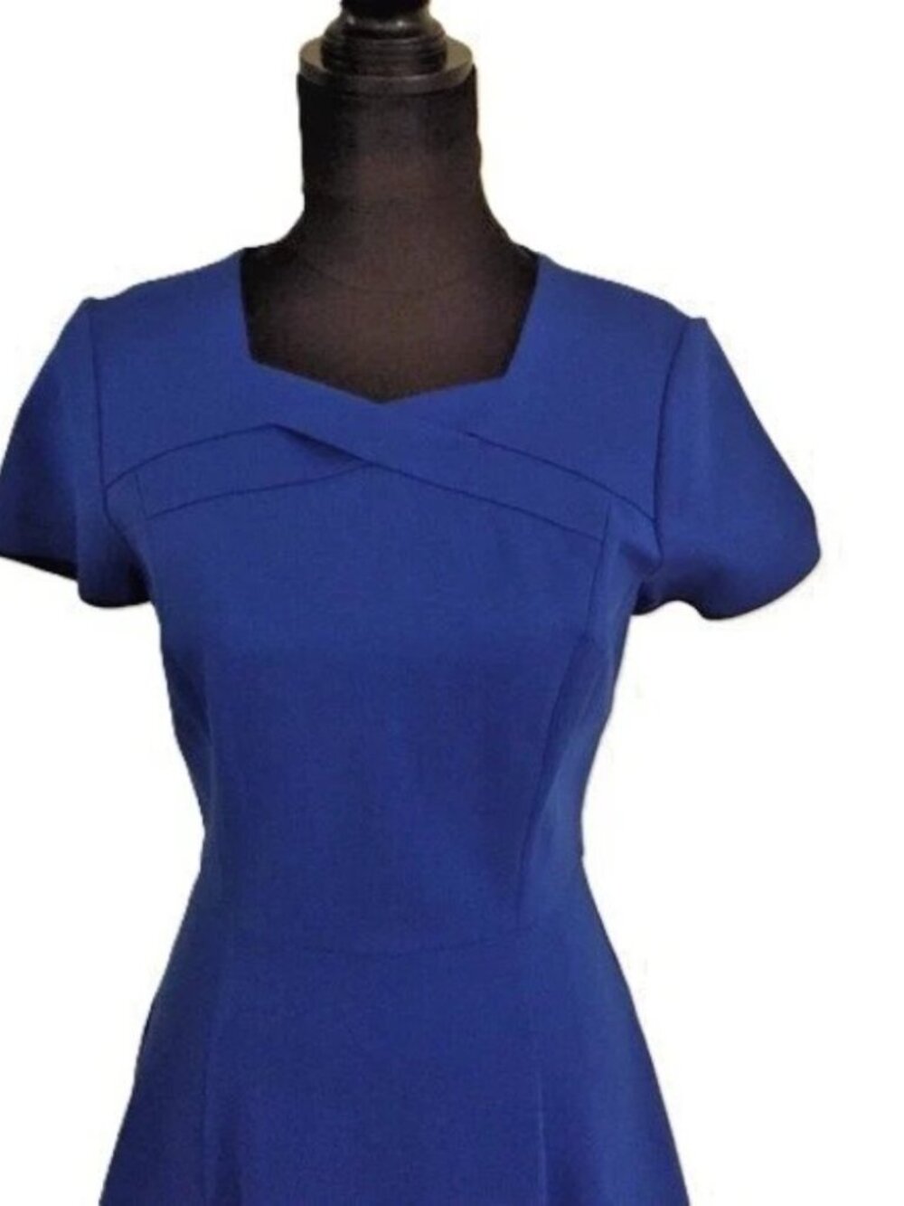 Halston Heritage Cobalt Blue Ponte Fit &Flare Skater Dress Sz-8 NWT Retail $375 - Picture 3 of 13
